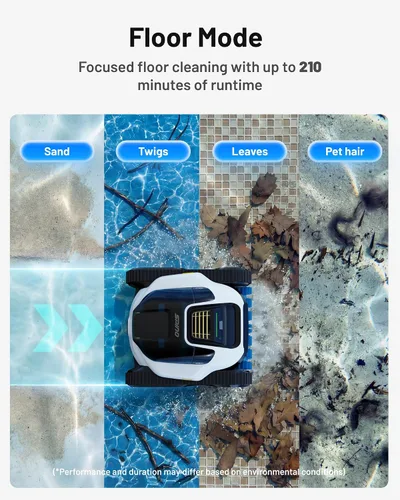 Vista 6 de Spino E1 - Limpiador robótico inalámbrico para piscinas, filtro de doble capa, 1600 pies cuadrados, APP