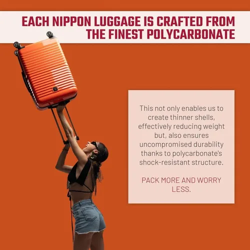 Vista 6 de NIPPON Luggage Nomad - Maleta giratoria rígida con ruedas para mujeres y hombres, rodillo de carcasa dura de viaje, ultra fuerte y duradero