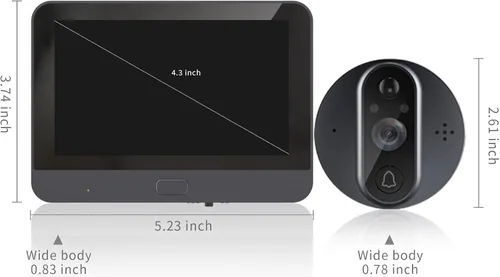 Vista 6 de Timbre de video WiFi para apartamento, cámara de mirilla con pantalla LCD de 4.3 pulgadas, 1080P, gran angular de 120°, visión nocturna, detección
