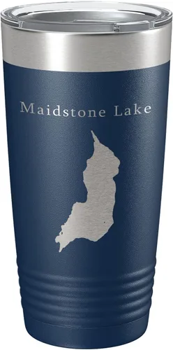 Vista 8 de Maidstone Lake Map Tumbler Travel Mug Insulated Laser Engraved Coffee Cup Vermont 20 oz Black