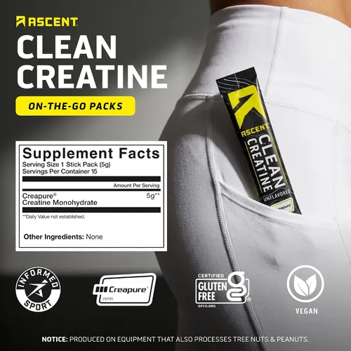 Vista 3 de ASCENT Creatina Stick Pack 15ct, 0.18 OZ