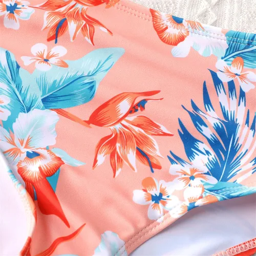 Vista 5 de PATPAT Trajes de baño de dos piezas con estampado floral tropical para niñas, 2 piezas