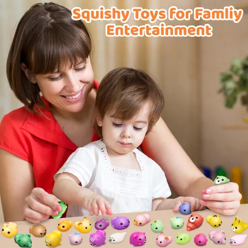 Vista 7 de Dioju 110 juguetes esponjosos Mochi, mini Kawaii Squishies a granel, juguetes sensoriales para ansiedad, bolsa de golosinas, recuerdos de fiesta