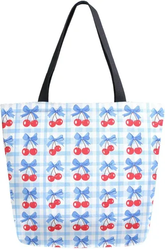 Vista 17 de SUABO Bolsa de asas de cocina reutilizable para comestibles, bolsa de compras de lona para exteriores Cactus