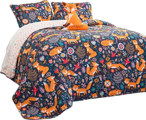 Vista 7 de Lush Decor 16T000548 Pixie Fox - Juego de cama (3 piezas), color azul marino, cama individual