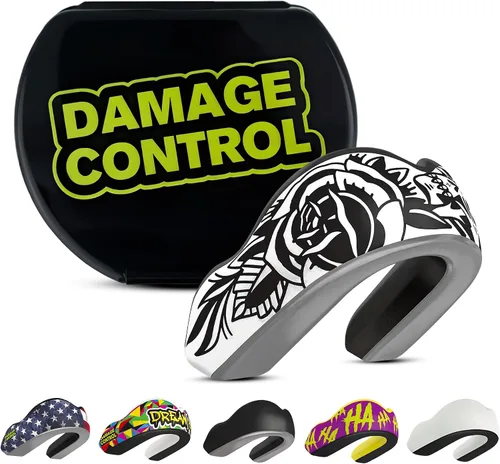 Vista 24 de DAMAGE CONTROL Protector bucal deportivo de impacto extremo con estuche Boil & Bite Fit, almohadillas absorbentes de golpes, funda ventilada