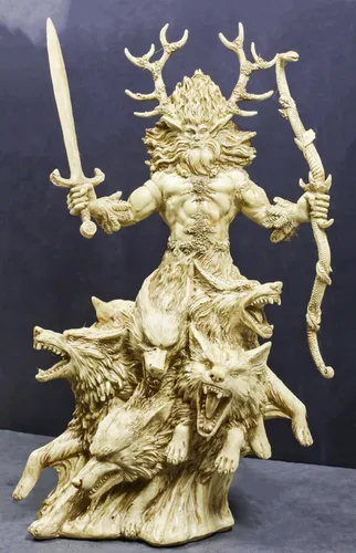 Vista 7 de Ebros Gift Antigua y arcaica poderosa deidad Cernunnos celta Dios cuernos Wiccan estatua de 12.5 pulgadas de alto, Deidad de los animales