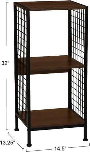 Vista 3 de Household Essentials Estantería de madera y hierro de nogal de mediados de siglo
