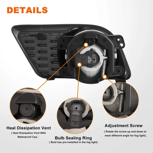 Vista 7 de Nixon Offroad Juego de luces antiniebla para Dodge Charger 2011-2014 con bombilla + cubierta de bisel negra + kit de arnés de cableado + interruptor