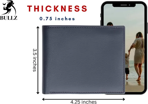 Vista 7 de Bullz RFID bloqueo de señal de protección contra robo de cuero grande grueso de seguridad para hombre cartera, Negro