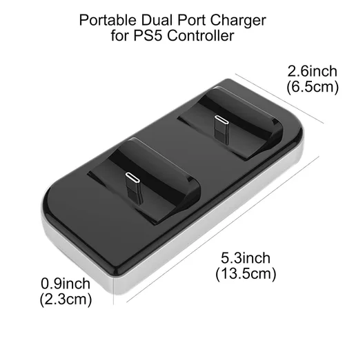 Vista 2 de Mobix Playstation 5 Dualsense Controller Charging Station, Dual Charging Port Dock for PS5 Game Controller, With USB-Type-C Cable, Fast Charging