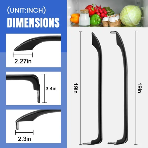 Vista 2 de AMI PARTS WR12X22183 Manija de puerta de refrigerador (negro) Sustituye WR12X11008 WR12X11009 WR12X20142 3290412 AP5948588 PS9494525 EAP9494525