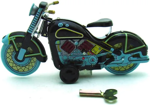 Vista 3 de Charmgle Retro Wind-Up - Juguete de colección para adultos, accesorios de fotografía de juguete de motocicleta, decoración de juguetes de lata
