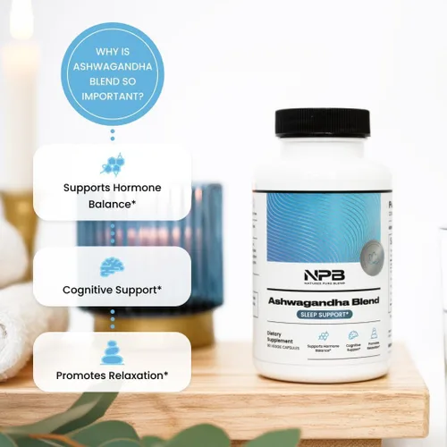Vista 3 de Nature's Pure Blend Suplementos de Ashwagandha – Raíz y extracto orgánico de Ashwagandha para mujeres y hombres – Alivio del estrés, sueño y apoyo
