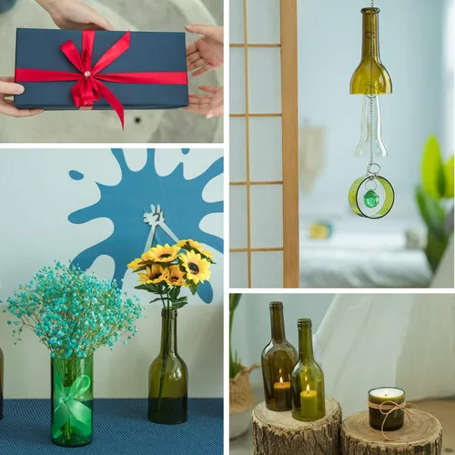 Vista 4 de Cortador de botellas de vidrio, kit de bricolaje con base de madera Botella cortadora de vidrio