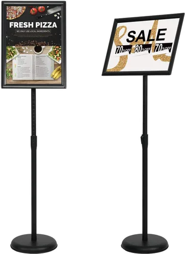 Vista 15 de Soporte de Cartel con Pedestal Ajustable de 8.5 x 11 Pulgadas, Soporte de Letrero de Pie de Servicio Pesado con Marco de Exhibición de Aluminio