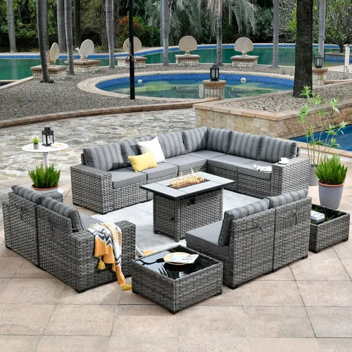 Vista 46 de HOOOWOOO Outdoor Patio Sectional Furniture Sofa Set with Widened Armrest,6 Piece Small Modern Wicker Couch,Modular L Shaped Conversation Seating Set
