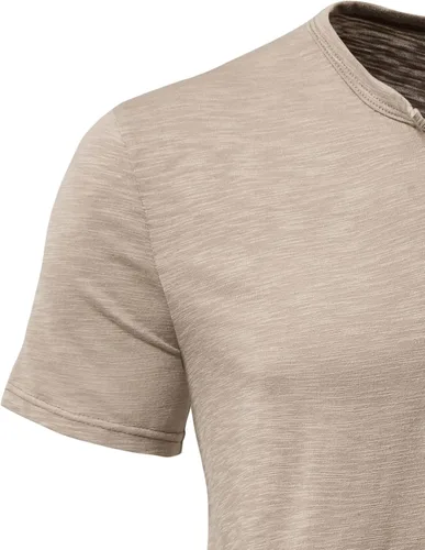 Vista 5 de LucMatton Camisa casual de manga corta para hombre, estilo Henley con 4 botones