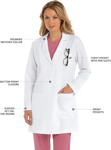 Vista 4 de Grey's Anatomy Signature - Abrigo de laboratorio profesional de manga larga para mujer