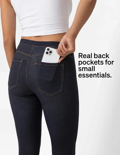 Vista 5 de No Nonsense Leggings de mezclilla elásticos con bolsillos para mujer Negro