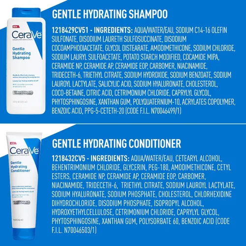 Vista 10 de CeraVe Juego de Champú y Acondicionador Hidratante Suave, Con Ceramidas, Niacinamida y Ácido Hialurónico Para Cabello y Cuero Cabelludo Suaves