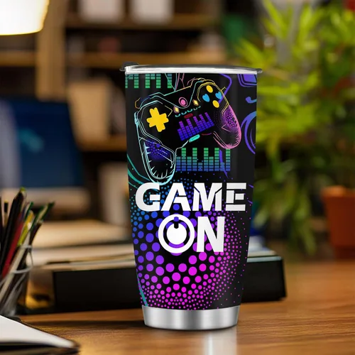 Vista 2 de Jekeno Taza de Jugador para Chicos - Taza de Juego de 20oz de Acero Inoxidable para Niños, Adolescentes, Hombres, Hijo, Papá, Novio, Esposo, Padre