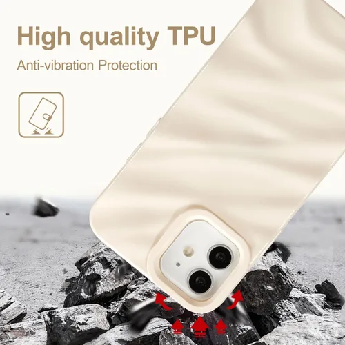 Vista 4 de QLTYPRI Funda compatible con iPhone 11, bonita funda con patrón de ondas de agua para niñas y mujeres, delgada, satinada, brillante, suave, de Beige