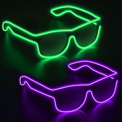 Vista 7 de YouRfocus Gafas inalámbricas con luz LED que brillan en la oscuridad para fiestas rave, EDM (azul)