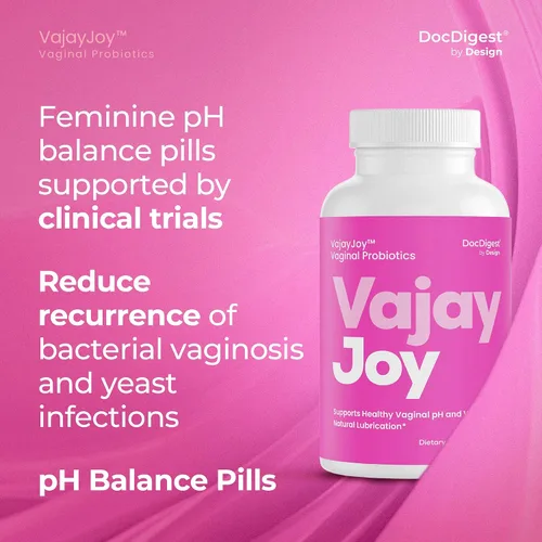 Vista 4 de DocDigest by Design VajayJoy Píldoras de equilibrio de pH - Probiótico vaginal para mujer para la regulación del pH, clínicamente demostrado