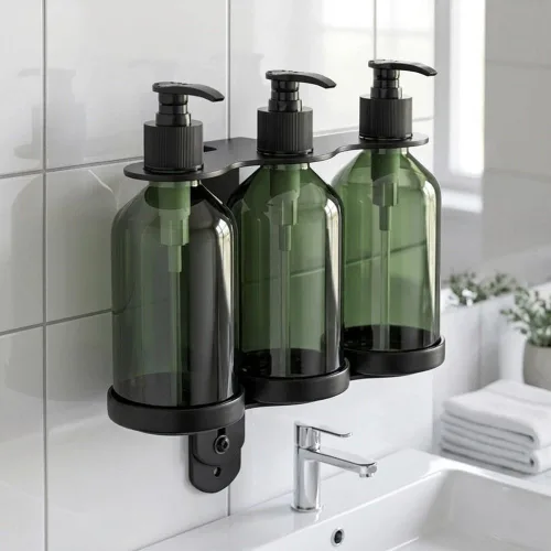 Vista 8 de Wall Mount Soap Dispenser 3-Pack Refillable Black