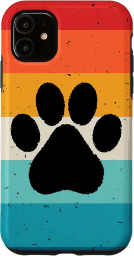 Vista 8 de iPhone 16 Gato Perro Paw Print en estilo retro Vintage Case