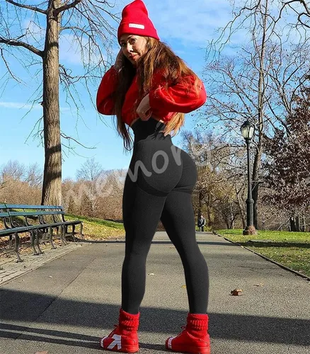 Vista 5 de Memoryee - Mallas de cintura alta con realce de glúteos para mujer, pantalón de yoga con diseño de panal para correr