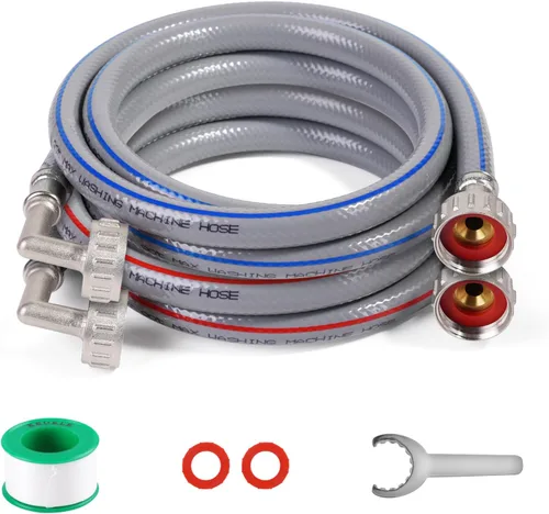 Vista 13 de Mangueras de lavadora - 4 pies - rojo azul Washer Hoses Stainless Steel Braided With Wrench Burst Proof Water Supply Lines Universal Fit to Hot