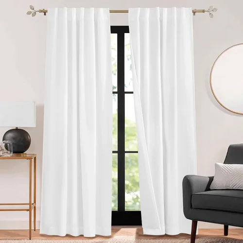 Vista 38 de RYB HOME - Cortinas con cancelación de ruido de 63 pulgadas de largo, juego de 2 paneles, 3 capas totales, cortinas opacas, insonorizadas