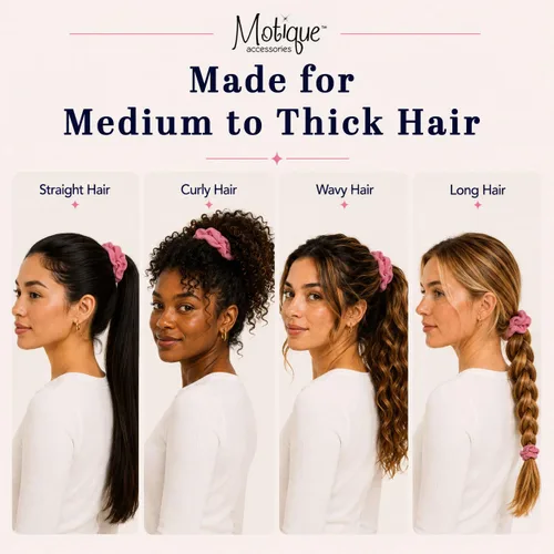 Vista 4 de Motique Accessories Coleteros grandes para cabello grueso, paquete de 2 Sujeción suave sin arrugas