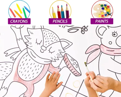 Vista 3 de Wiooffen Mantel gigante de Acción de Gracias de 82 x 47 pulgadas, pósteres de actividades para niños, póster de papel de otoño enorme