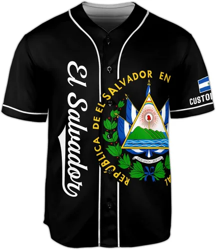 Vista 4 de CHIARA CONTI11 El Salvador Jersey Béisbol, Camiseta de fútbol de El Salvador, Camiseta de béisbol personalizada de El Salvador Hombres