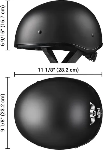 Vista 8 de AHR Half Helmet with Sun Visor, Quick Release Buckle Half Face Warrior Motorcycle Helmet for Bike Chopper Cruiser DOT Approved, Run-D