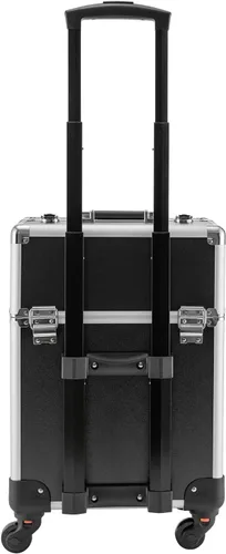 Vista 9 de Estuche de tren de maquillaje rodante, cosméticos, maquillaje, belleza, salón de uñas, peluquería, con compartimento de espuma de 12 compartimentos