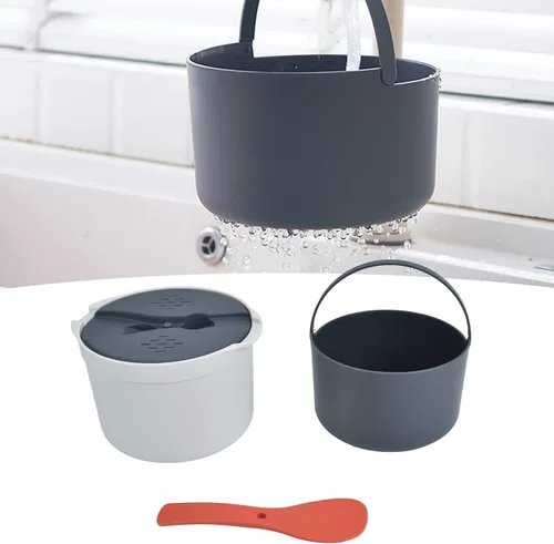 Vista 7 de La olla de 2 litros no contiene BPA con ventilación de liberación de vapor, olla arrocera para microondas, material PP de grado alimenticio, cuchara