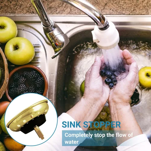 Vista 6 de KONE Colador de Drenaje para Fregadero Dorado Tapón y Colador para Fregadero de Acero Inoxidable Cesta Coladora para Fregadero de Cocina de Repuesto