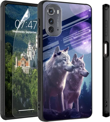 Vista 79 de Funda para Motorola Moto Edge 2022, cubierta trasera de vidrio templado con protector de pantalla, protección a prueba de golpes para Motorola Moto