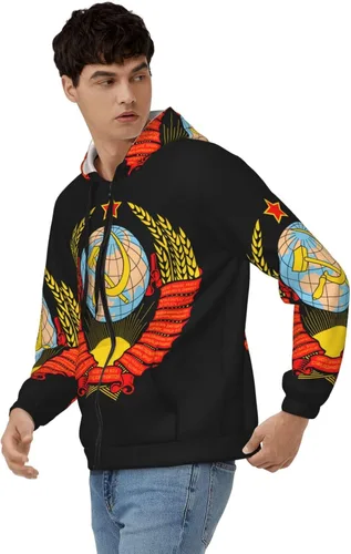 Vista 4 de Escudo de armas de la Unión Soviética Sudaderas hombres mujer sudadera con cremallera completa Sudadera con capucha