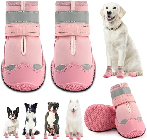 Vista 14 de Botas para perros grandes, botas para perros medianos y protectores de patas para suelos de madera dura, botines para perros al aire libre