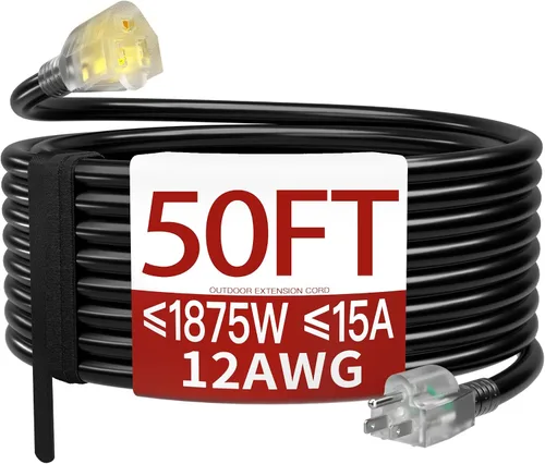 Vista 31 de Cable de extensión corto de 16/3 de 1 pie, cable de extensión negro flexible y duradero, cable de alimentación de 3 clavijas para interiores