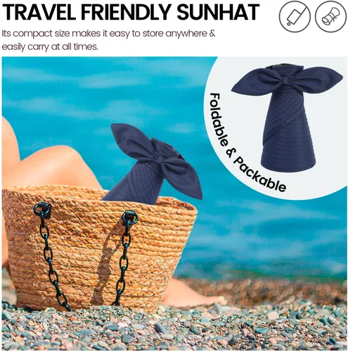 Vista 6 de Simplicity - Sombrero con protección solar UV UPF 50 para mujer, convertible en visera para playa