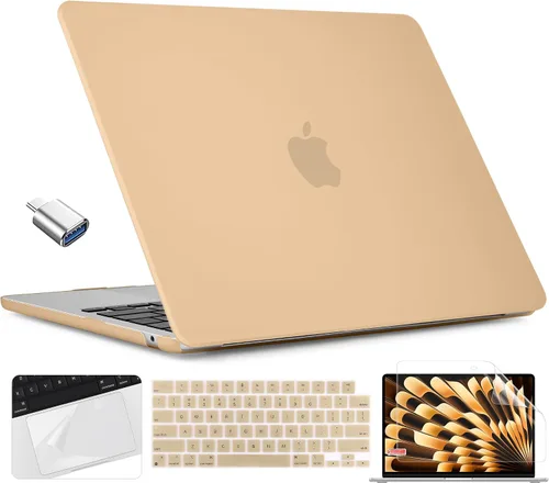 Vista 13 de TWOLSKOO Compatible con funda para MacBook Air M4 de 15 pulgadas versión 2025-2023 M4 A3241 M3 A3114 M2 A2941, carcasa rígida de plástico y Cristal