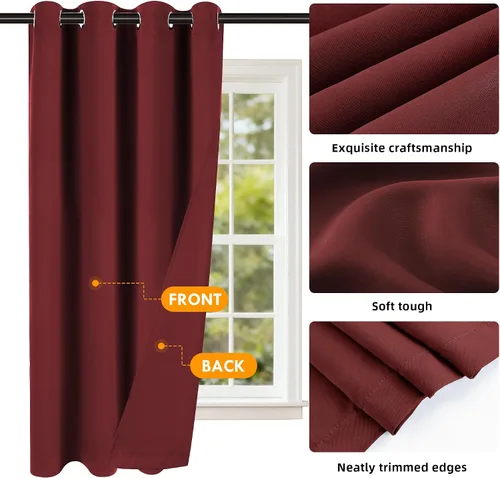 Vista 8 de Cortinas de oscurecimiento de habitación de 45 pulgadas de largo para dormitorio y sala de estar, cortinas térmicas aislantes con ojales
