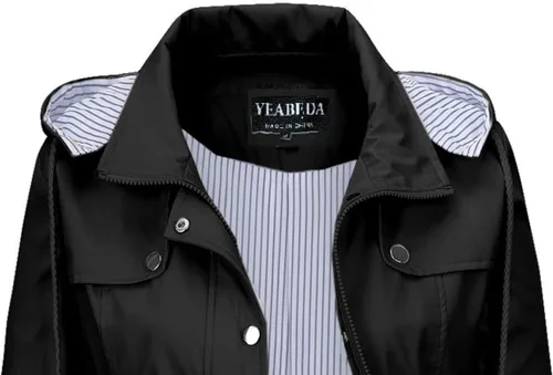Vista 6 de Chubasquero impermeable para mujer, con capucha, ligero, cortavientos, gabardina, con forro a rayas
