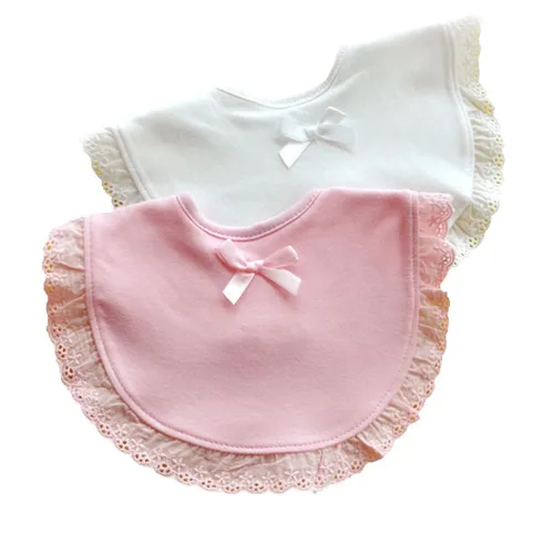 Vista 2 de Healifty Babero de algodón de encaje para recién nacidos, niños y niñas, diseño suave y absorbente para alimentar y babear, elegante y funcional